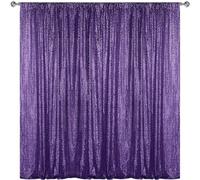 Sugargirl Purple Sequin Backdrop Curtain 7FTx7FT Glitter Purple Background Drapes Sparkle Photography Backdrop for Party Wedding Birthday Wall Decoration(1 Panel)