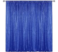 Sugargirl Royal Blue Sequin Backdrop Curtain 10FTx10FT Glitter Royal Blue Background Drapes Sparkle Photography Backdrop for Party Wedding Birthday Wall Decoration(1 Panel)