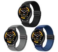 SUGARJAR 3 Pack Woven Strap Compatible with Garmi n/Huawe i/Samsun g/Amazfi t/Fossil, 18/20/22mm Nylon Replacement Bands for IDW/Fitpolo/RUIMEN/Jugeman/Blackview/Aeac Armband