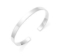 SUGARKITTEN LONDON Rhodium on Sterling Silver 5mm Band Plain Shiny Cuff Bangle Bracelet Full UK Hallmark 16.5cm 6.5''