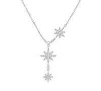 SUGARKITTEN LONDON Sterling Silver CZ Sunlight Star Sunburst Drop Y Shape Tassel Necklace 41cm - 44cm