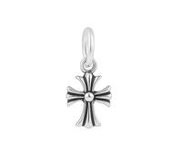 SUGARKITTEN LONDON Sterling Silver Fleur De Lis Cross Charm Pendant 10 * 15mm 7 * 7mm 2 Tones Unisex (Small - 7x7mm, Oxidized Silver)
