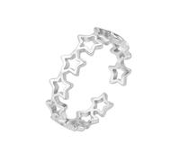 SUGARKITTEN LONDON Sterling Silver Linked Lucky Stars Ring Open Band Stacking Ring Sizable