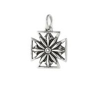 SUGARKITTEN LONDON Sterling Silver Oxidised Maltese Cross Fleur De Lis Star Cross Charm Pendant