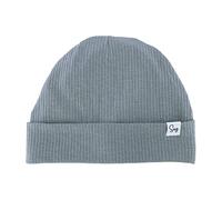 Sugarmelon Lightweight Jersey Beanie Hat for Newborn Baby Boys Girls Silky Satin Lined Hats Bonnet Toddler Infant Little Kids Beanies Caps (0-6M,Rib Smoke Blue)