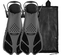 Sugaroom Swim Fins Open Heel, Adjustable Snorkel Fins Diving Fins with Mesh Bag, Snorkeling Gear Flippers Travel Size Short Flippers for Lap Swimming Scuba Dive Adult Men Women Kids