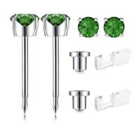 SugarTang Ear Piercing Kit, Disposable Gun With 316L Surgical Stainless Steel 4mm Prong Set Cubic Zirconia Stud, At Home Self Piercer With Birthstone Earrings (Peridot)