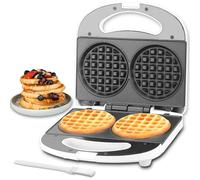 SugarWhisk Double Mini Waffle Maker & Iron, Chaffle Maker, 2 x 4-Inch Waffle Machine, Small Waffle Iron for Waffles, Keto Chaffles, Hash Browns & Cookies, 230V, UK Plug, White