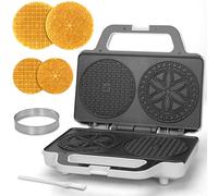 SugarWhisk Electric Pizzelle Maker, Non-Stick Stroopwafel, 2" x 5" Pizza Cookie Maker for Christmas, Stroopwafel Iron, 4" Mold Included, White
