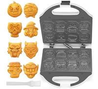 SugarWhisk Halloween Character Waffle Machine, 8 Different Spooky Designs, Electric Waffle Iron with Pumpkin Wolf Face, Mummy, Ghost, Witch, Vampire and More