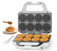 SugarWhisk Mini Waffle Maker Machine, Tiny Waffle Bites Iron for Kids, Bake 8 x 2'' Tiny Waffle Bites, Small Waffle Maker, Compact & Easy Use, Non Stick Surface, Recipe Included, White