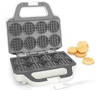 SugarWhisk Mini Waffle Maker Machine, Tiny Waffle Bites Iron for Kids, Bake 8 x 2'' Tiny Waffle Bites, Small Waffle Maker, Compact & Easy Use, Non Stick Surface, Recipe Included, White