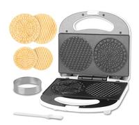 SugarWhisk SW-PM01 Double Mini Pizzelle Maker, Metal, White