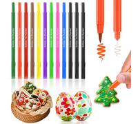 Sugarzy Food coloring Pens,10 Colors 12Pcs Double Sided Food Grade Edible Marker,Gourmet Writers for Decorating Fondant,Cakes,Cookies,Easter Eggs,Chocolates,Thick Tip and Fine Tip,Christmas Supplies