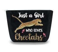 Sugchairo Cheetah Makeup Bag Cheetah Print Gifts for Women Girls Daughter Sister Bestie Cosmetic Bag Small Makeup Pouch, Black