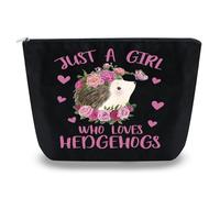 Sugchairo Hedgehog Lover Gifts for Women Adorable Hedgehog Cosmetic Bag Small Makeup Pouch for Teens Daughter Sister Bestie Birthday or Valentine'S Day Gift, Black