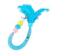 sugerou Cat Wand Toy Replacement with Elastic Net Tube - Caterpillar Shaped Feather Teaser for Interactive Play, Macaron Colors Plush Wand Toy Refill for Cats Blue