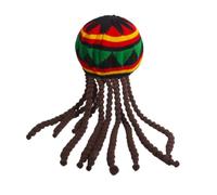 sugerou Rainbow Stretch Beret Wig Hat Non Pressurizing Soft Knitted Elastic Unisex Adult Size 55-58cm Packable Simulated Wool Braids for Festivals Halloween One Size A