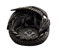 sugerou Resin Dragon Desk Dish with Celtic Pattern - Gothic Desktop Ornament, Distressed Metal Finish Decorative Dish for Keys and Small Items (11cm) Black