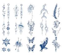 Sugeru 15 Pcs Temporary Tattoos, Waterproof Fake Tattoos, Sustainable Tattoos Stickers, Temporary Tattoos for Adults for Women and Men, Makeup Accessories (C11)