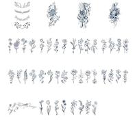 Sugeru 15 Pcs Temporary Tattoos, Waterproof Fake Tattoos, Sustainable Tattoos Stickers, Temporary Tattoos for Adults for Women and Men, Makeup Accessories (C7)