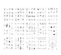 Sugeru 15 Pcs Temporary Tattoos, Waterproof Fake Tattoos, Sustainable Tattoos Stickers, Temporary Tattoos for Adults for Women and Men, Makeup Accessories (D)