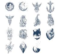 Sugeru 15 Pcs Temporary Tattoos, Waterproof Fake Tattoos, Sustainable Tattoos Stickers, Temporary Tattoos for Adults for Women and Men, Makeup Accessories (C8)