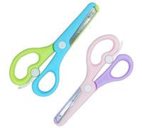 Sugeru 2 Pcs Kids Scissors, Safety Scissors for Kids, Stainless Childrens Scissorss, Small Scissorss for School, Wallpaper, Craft & Office, Left & Right Handed Kids (Blue+Purple)