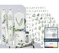 Sugeru® 6 pieces candle tattoos (200+ patterns), water transfer printing, water slide film candles, candle foil, candle sticker sticker, decoration christening eucalyptus, communion decoration,