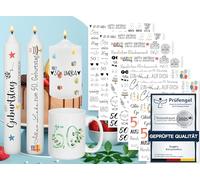 Sugeru Pack of 6 Candle Tattoos - 200+ Patterns | Water Transfer Printing | Decoration Gift for 50th Birthday