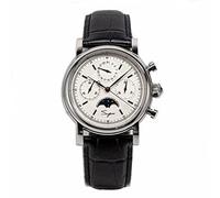 Sugess Mechanical Men Watch Seagull Movement ST1908 Chronograph Vintage Moonphase Wrist Watch Genuine Leather Band Waterproof 50ATM, white, Chronograph,Mechanical