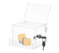 Suggestion Box - Acrylic Transparent 15.8x13.6x21.3cm | Multipurpose Donation Box - Voting Donation Collection | Event Meeting Office Sign Holder For Voting