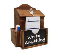 Suggestion Box - Donation Box | Wooden Wall Mounted Letter Box with 2 Slots with Lock - for Teachers Office Restaurant Church Wedding Message Collecting