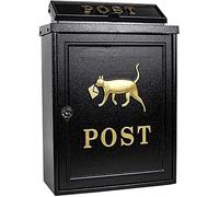 Suggestion Box Safe Lock Box Ballot Box Donation Box Lockable Letter Box Mailbox Large Retro Mailbox/Post Box/Metal Furnished Letterbox Parcel Box Drop Box (Black)