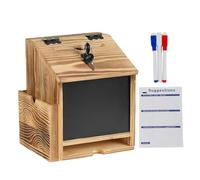 Suggestion Box With Lock - Wooden Lockable Wall Mounted Savings Fundraising Tool | Tips Collection Donation Bucket - for Cafe School Office Bar Community Hall