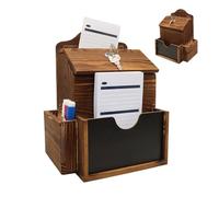 Suggestion Box with Slot and Lock | Donation Box - 2 Slots Wooden Lockable Wall Mounted Mailbox Message Collection for Farm Office Church Restaurant Classroom Teacher