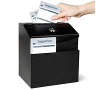 Suggestion Box with Slot and Lock Metal 8.4*5.8*7.0 inch Built-In Storage Compartment 50 Suggestion Cards Tip Jar Ballot Voting Prayer Comment Teacher Mailbox Booth Classroom Restaurant