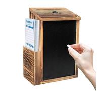 Suggestion Box with Slot | Wooden Lot Container with Side Slot and Lock | Ballot Box with 50 Cards | For Church Classroom Wedding Workplace Home Farm Company Party Spendena