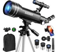 SUGORER Telescope Astronomy Telescope for Kids and Beginners, 70mm Aperture, 500mm AZ Holder, Refractor Astronomy Adult Telescope with Tripod, Moon Filter, Mobile Phone Adapter, Portable Backpack