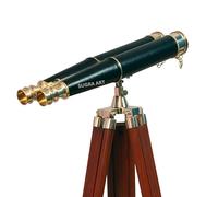 SUGRA ART 62 Inches Floor Standing Admirals Solid Brass Binocular, Fully Functional Nautical Home Decor Binoculars for Adults with Wooden Tripod Stand (Black)