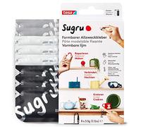 Sugru by tesa Malleable All-Purpose Adhesive, 8-Pack, 8 x 3.5 g, Black, White and Grey, Versatile Adhesive Clay for Repairing, Gluing and Fixing Without Drilling