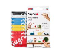 Sugru by tesa - Mouldable Multi-Purpose Glue for Creative Fixing and Making, Black, White, Red, Yellow & Blue, 8-Pack