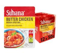 Suhana Butter Chicken 50g (Pack of 12) - Authentic Indian Spice Mix - Fast Cooking - Multipack