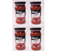 Suhana Schezwan Chutney (200 Gram) - Spreading Spicy Chutney Sauce - Spicy Dip with Starters - Makes Your Food Tantalizing and Delicious - Indo-Chinese Style Dip (Pack of 4)