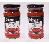 Suhana Schezwan Chutney (200 Gram) - Spreading Spicy Chutney Sauce - Spicy Dip with Starters - Makes Your Food Tantalizing and Delicious - Indo-Chinese Style Dip (Pack of 2)
