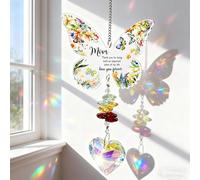 SUHANIOP Butterfly Crystal Suncatcher Gifts for Mum, Rainbow Maker with Heartfelt Message for Mummy on Birthday, Mother's Day, Christmas - Window Garden Office Decor