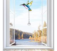 SUHANIOP Crystal Suncatcher Hummingbird, Stained Glass Window Hanging Rainbow Maker for Indoor Outdoor Home Garden Office Decoration, Gifts for Women Girls Bird Lovers