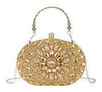 Suhatjia Rhinestone Women Evening Clutch Pearl Purse,Shiny Rhinestone Purse for Weddings, Parties and Other Places, Gold