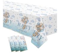 Suhelkit 3 Pack Bear Baby Shower Decorations Tablecloth for Boy - Blue Bear We Can Bearly Wait Baby Shower Decorations Party Supplies Table Cover,54in x 108in