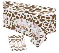 Suhelkit My First Rodeo Party Supplies Girl Tablecloth - Western Cowgirl 1st Birthday Decorations Table Cover, Wild West One-Year-Old Birthday Supplies Table Cloth - 3 Pcs(54in x 108in)